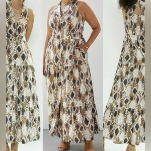 ✨ Anthropologie Snake Print Maxi Dress
